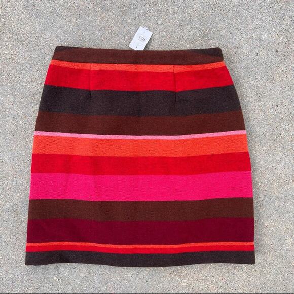 Ann Taylor Loft Wool Striped Pink Red Wrap Mini Skirt Size 2 NWT - Picture 3 of 8